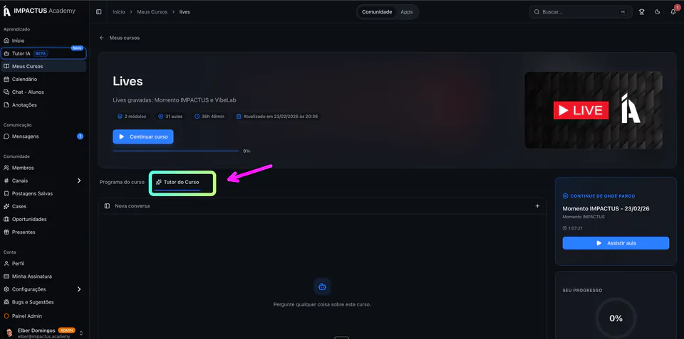 Tutor AI específico do curso